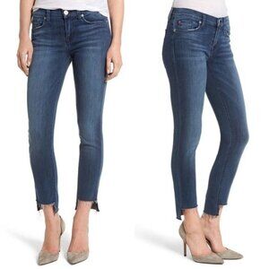 Hudson Colette Midrise Skinny Crop Dark Wash Jeans Stretch Raw Hem Women's 28